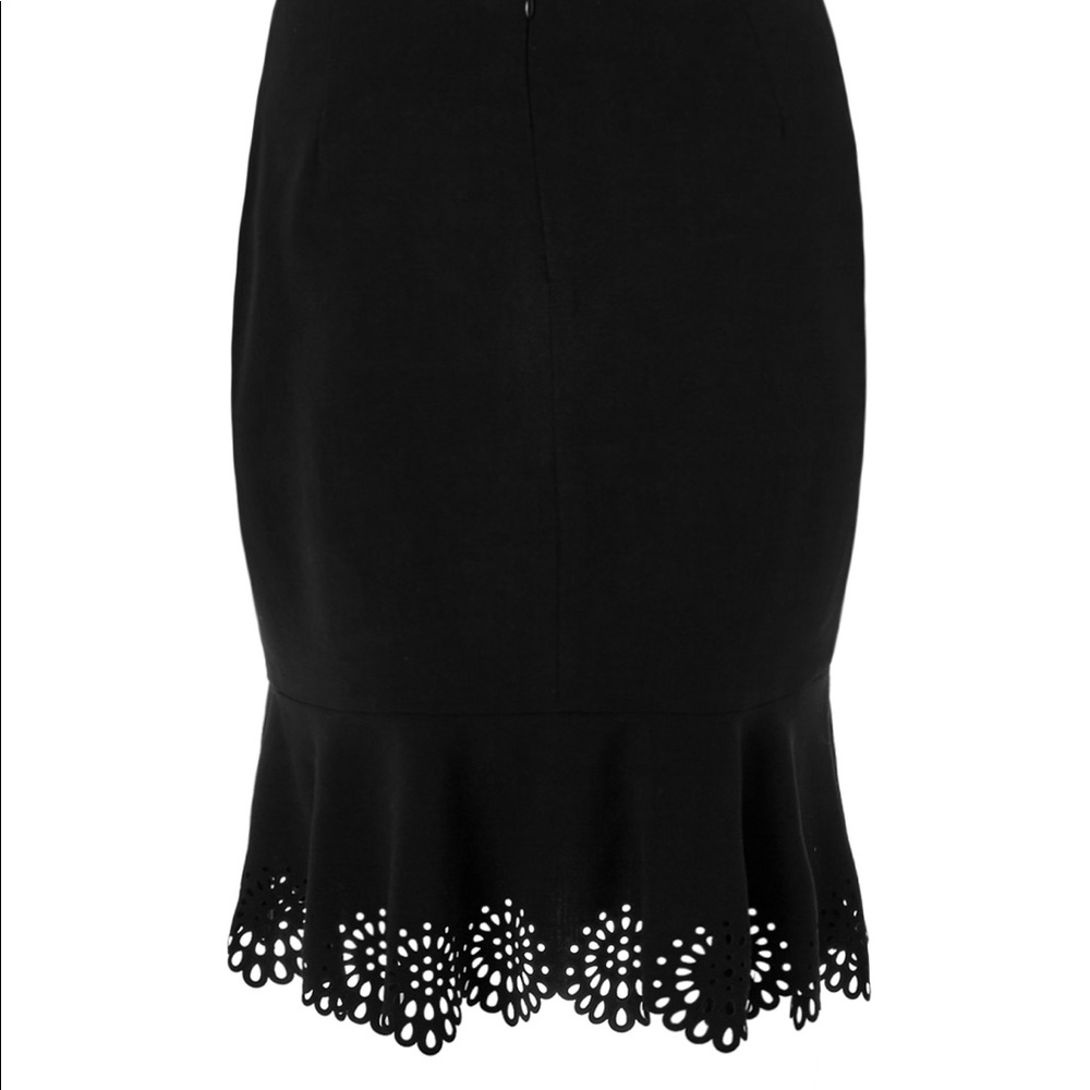 (2/$20 sale!) Nine West black laser cut lace bottom trumpet pencil skirt - Picture 5 of 6